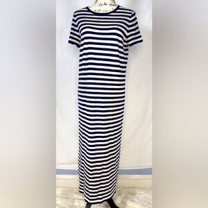 Jenni Kayne Soft Merino Wool Dress Classic Time Capsule Small Cream Navy Stripes